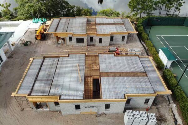 Multifamily Villa Epicore steel installed and ready for concrete in Palm City